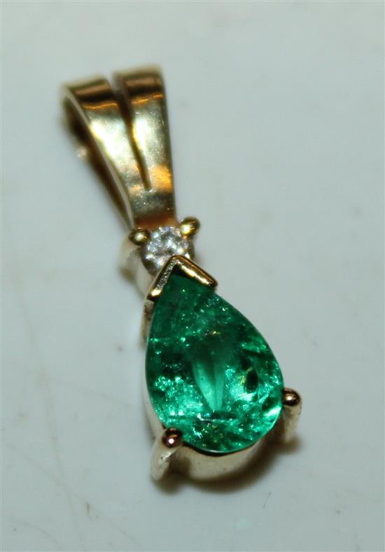 18ct gold, emerald and diamond pendant